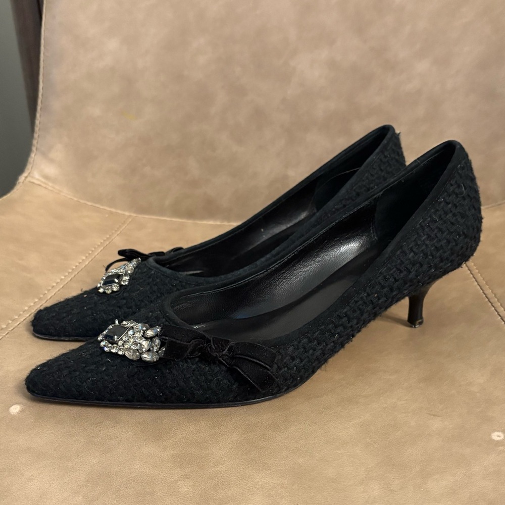 Harold’s black gem elegant kitten heels shoes size 7.5
